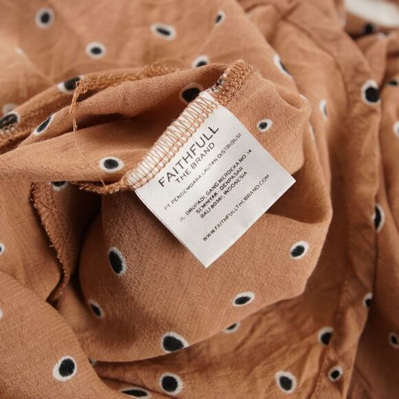 Faithfull the Brand Alto Brown Dot Print Side Cut Out Mini Dress Womens Sz 2 - Picture 4 of 8